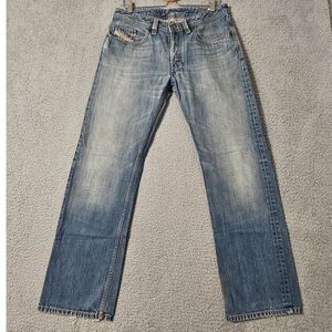 Diesel LEVAN Jeans Mens 36x30 Blue Vintage Straight Leg Regular Fit Cotton Denim